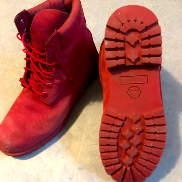 Heritage 6” All red Timberland boots gently used Need cleaning in good condition - Picture 5 of 6